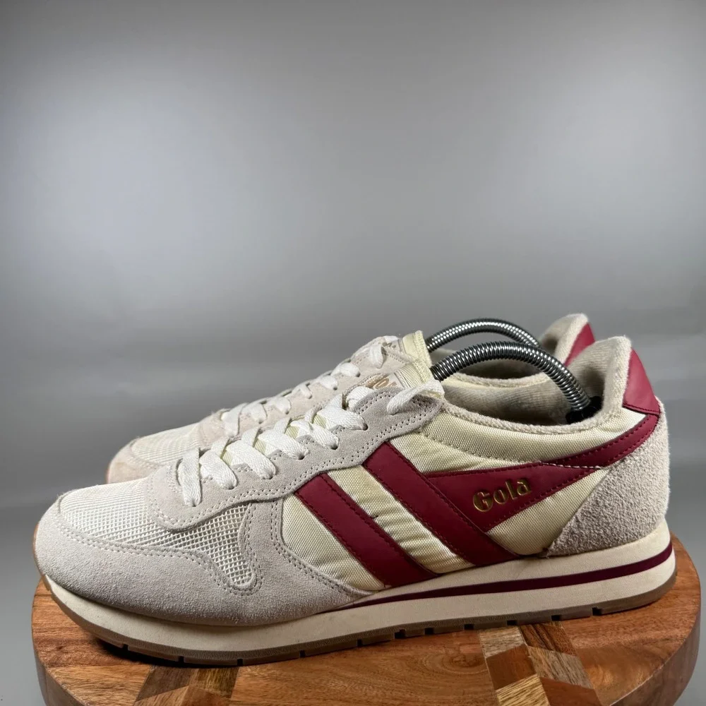 Gola Daytona Mens Retro Sneakers Off White Burgundy‎ Gum CMA592 Size 12